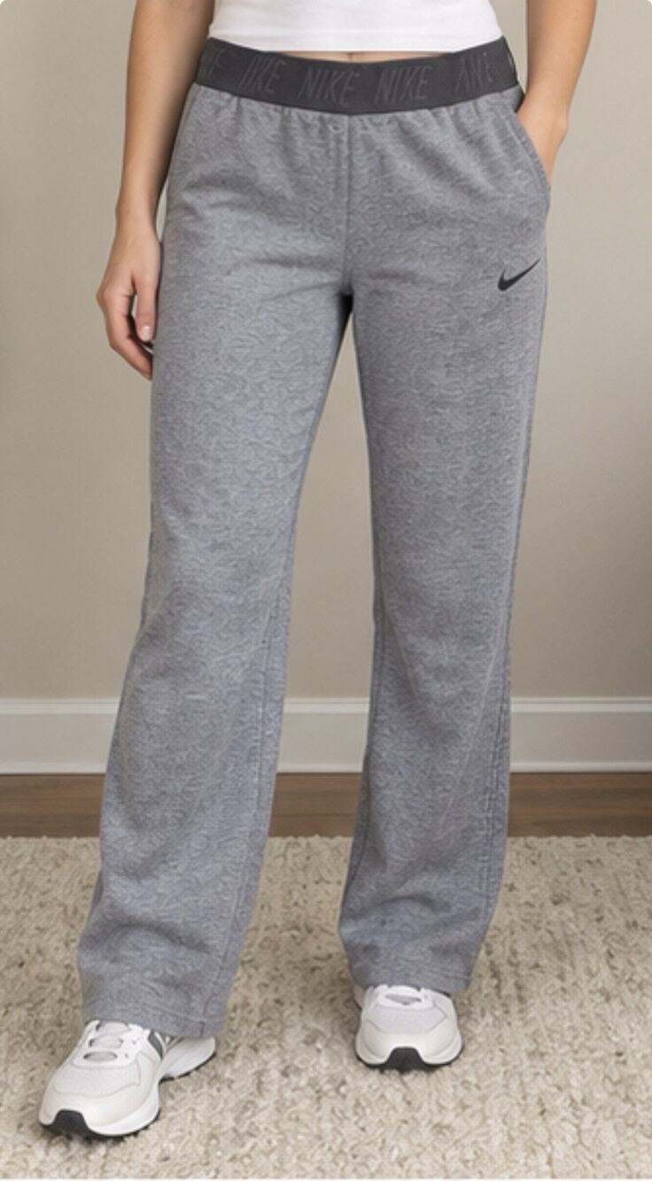 Nike Dri-FIT Pants Medium Gray Logo Waistband Athletic Workout Lounge